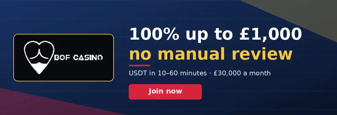 Bof Casino: 100% up to £1,000 on the first deposit, no codes